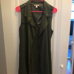 Green longline vest with belt